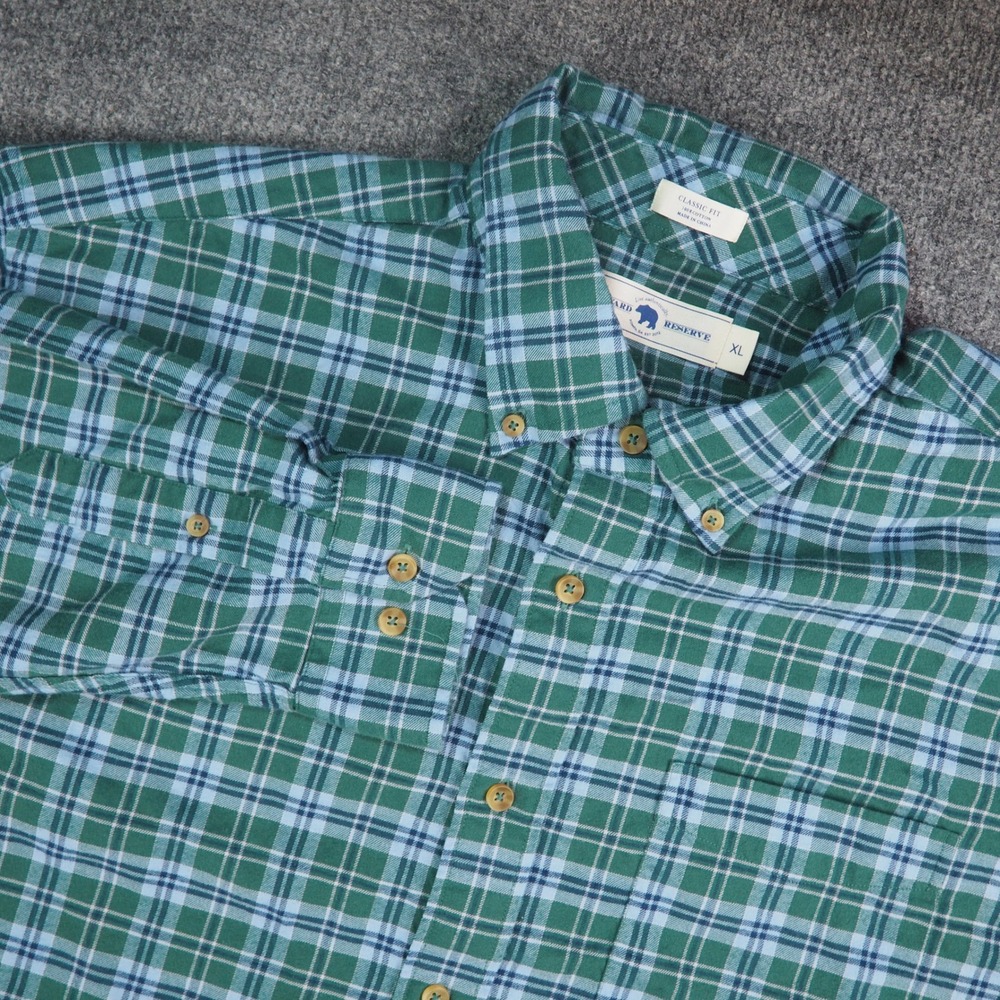 Onward Reserve Shirt Mens XL Classic Fit Green Plaid Cotton Button Down Gorpcore